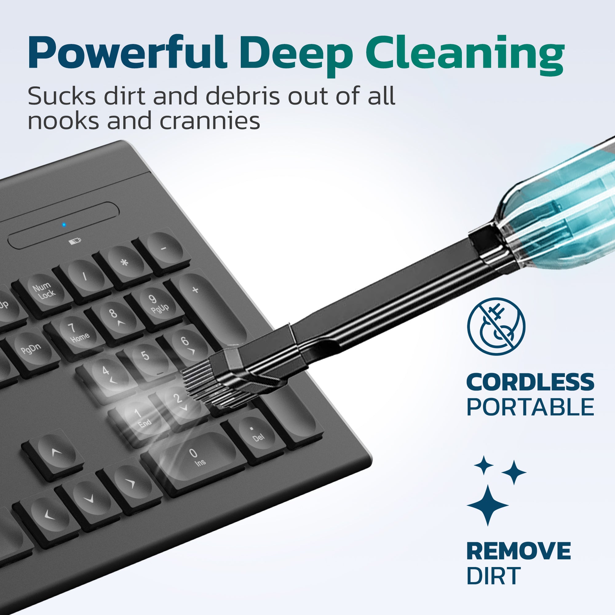 Purely C105, 90W, 90,000 RPM Small Portable Vacuum and Can-less Air Duster with Bag, Black