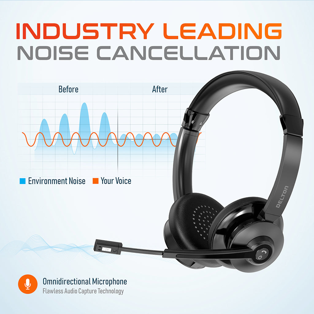 Delton 35X Wireless Noise-Canceling Computer Headset with Charging Dock