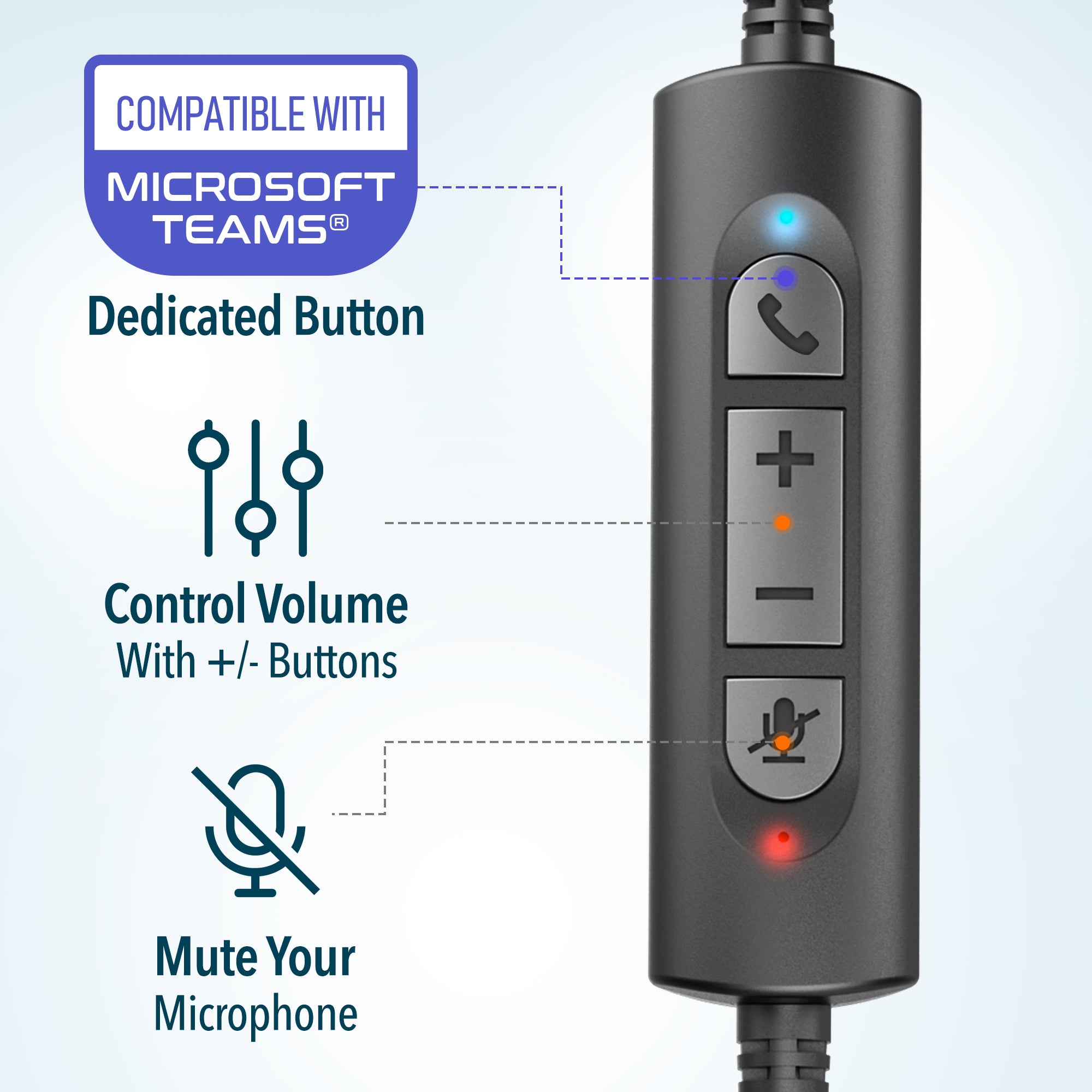 Delton 32Y Stereo USB-A Headset + USB-C Adapter