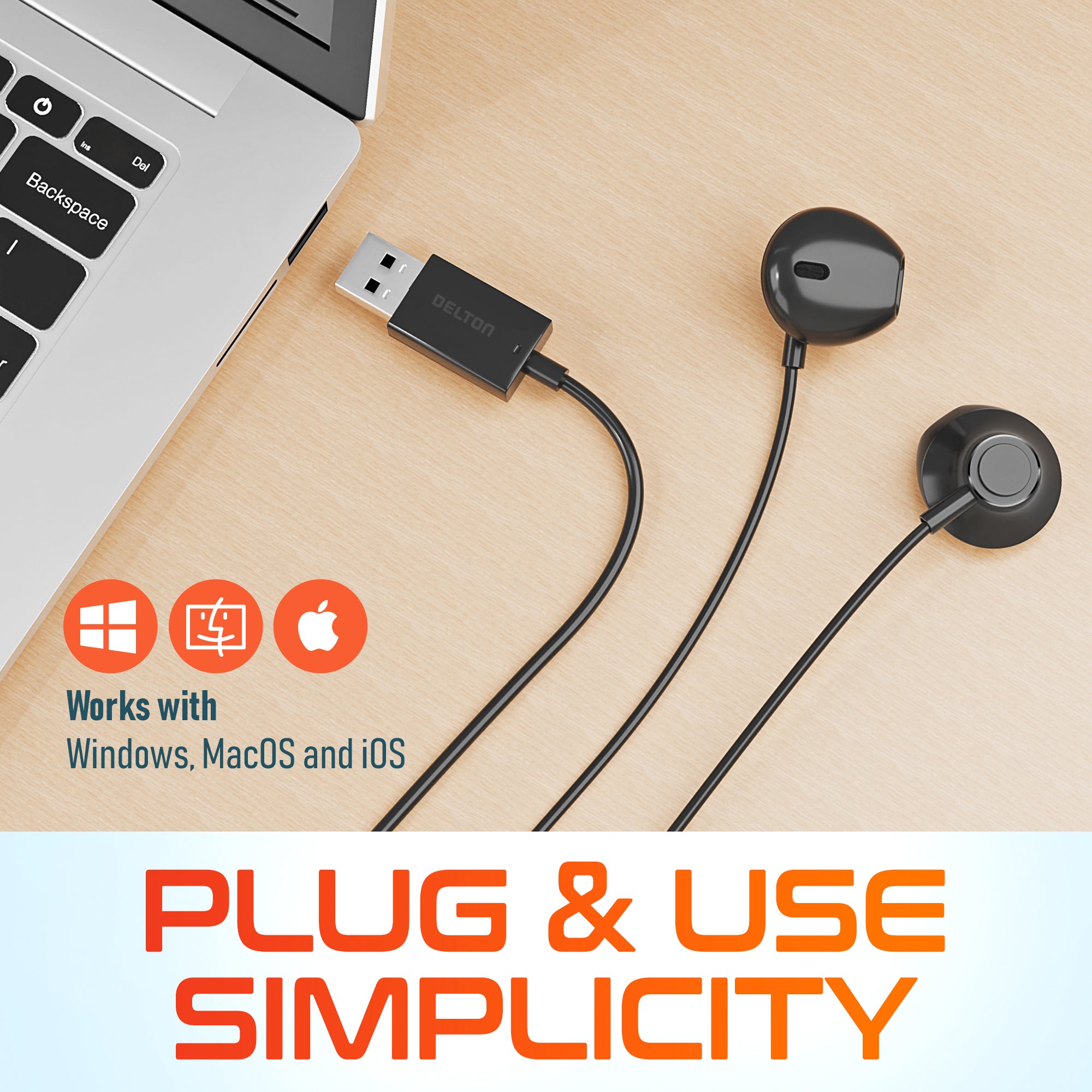 Delton 10E Stereo In-Ear USB Computer Headset