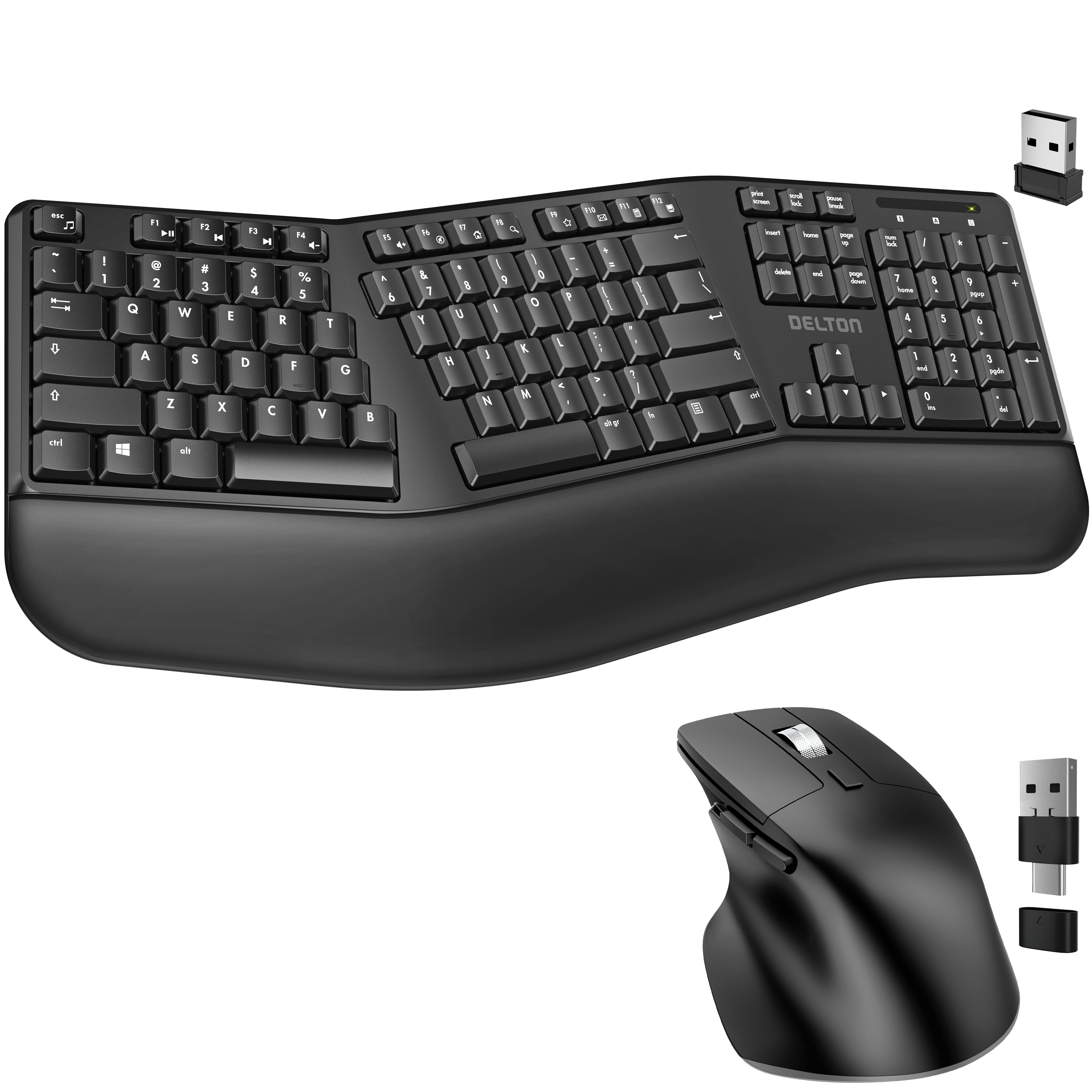 Delton KB200 & S18 Wireless Ergonomic Keyboard & Mouse Combo
