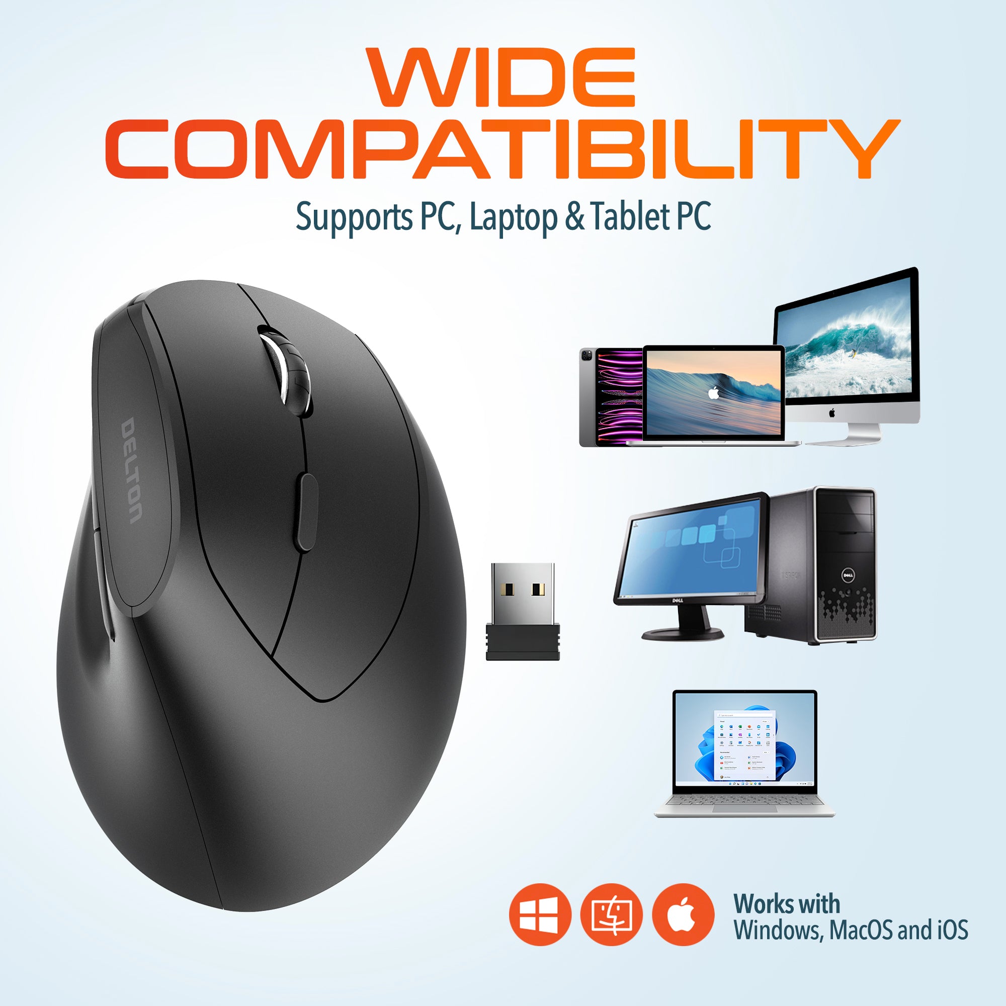 Delton S12 Pro Ergonomic Wireless Mouse