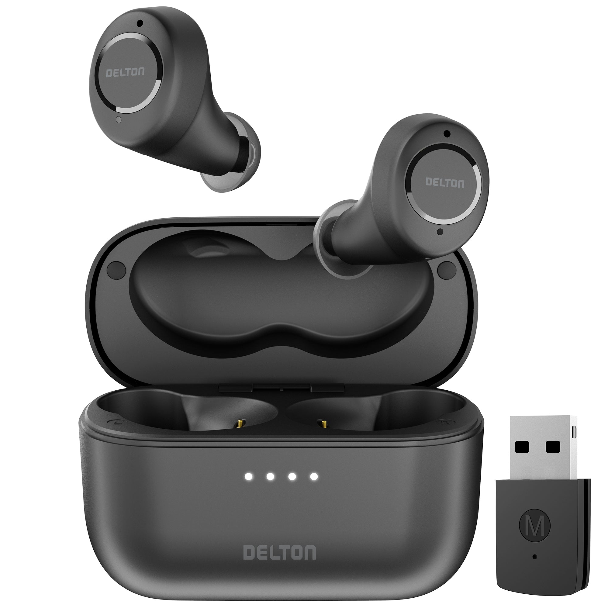 Delton T150 Wireless Active Noise-Canceling Bluetooth Stereo Earbuds with Auto-Pair Dongle