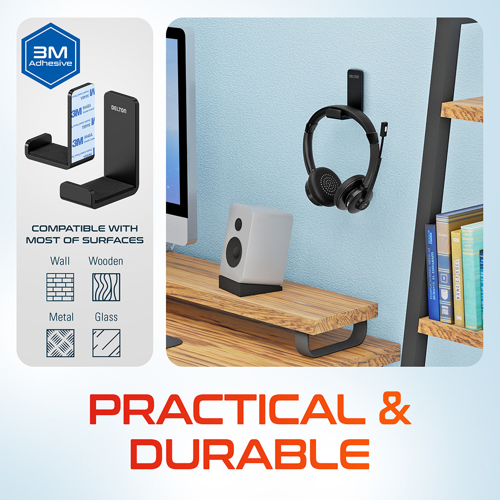 Delton 30X Wireless Stereo Headset, Wireless Charging Station with Headset Stand, Black