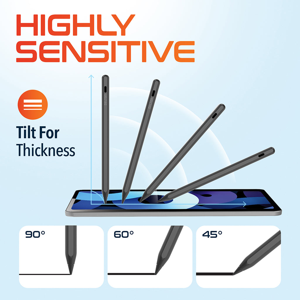 Delton AP7 Bluetooth Stylus Pen with Palm Rejection and Tilt Precision, Black