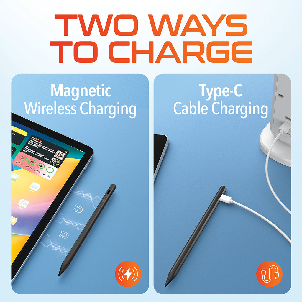 Delton AP7 Bluetooth Stylus Pen with Palm Rejection and Tilt Precision, Black