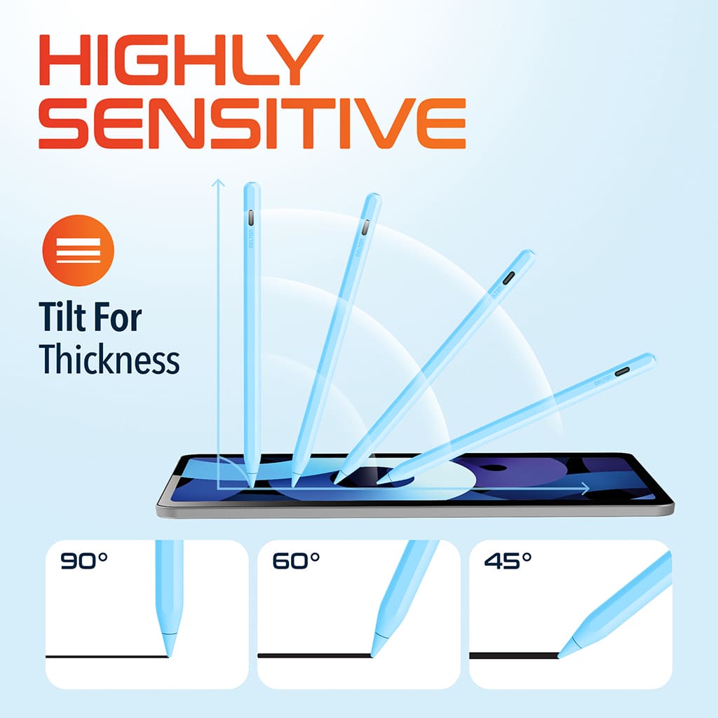 Delton AP7 Bluetooth Stylus Pen with Palm Rejection and Tilt Precision, Blue