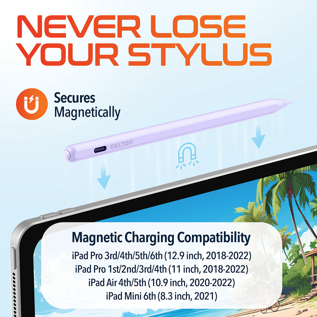 Delton AP7 Bluetooth Stylus Pen with Palm Rejection and Tilt Precision, Purple