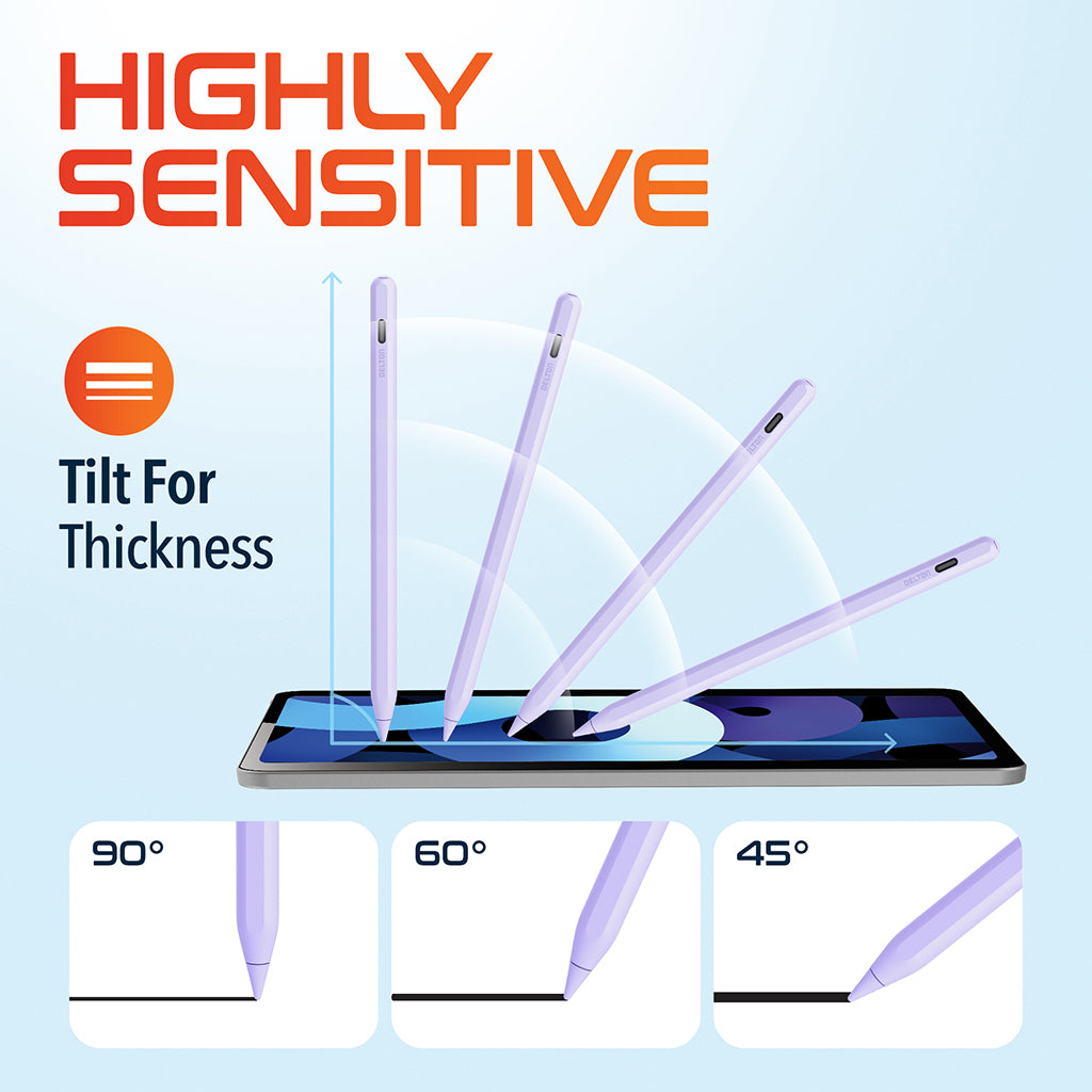 Delton AP7 Bluetooth Stylus Pen with Palm Rejection and Tilt Precision, Purple