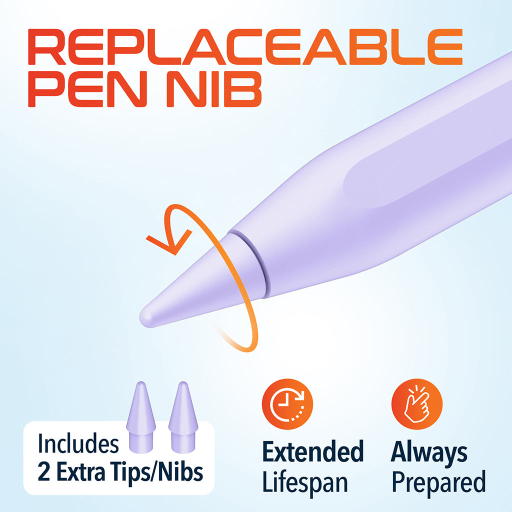 Delton AP7 Bluetooth Stylus Pen with Palm Rejection and Tilt Precision, Purple