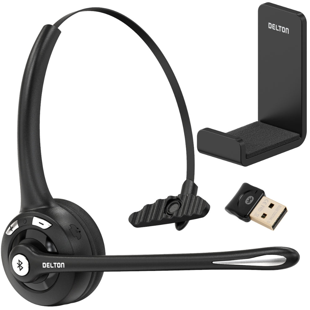 Delton 10X Wireless Noise Canceling Bluetooth Computer Headset, Black