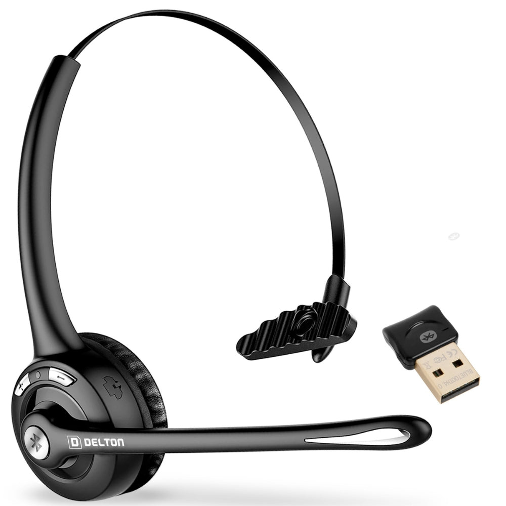 Delton 10X Wireless Noise Canceling Bluetooth Computer Headset, Black