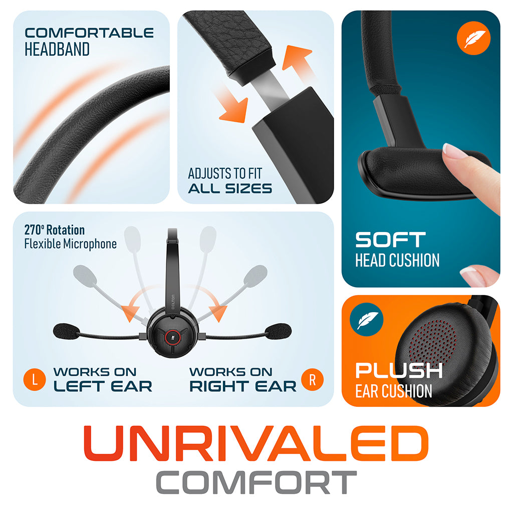 Delton 50X Wireless  Noise Canceling Bluetooth Computer On Ear Headset