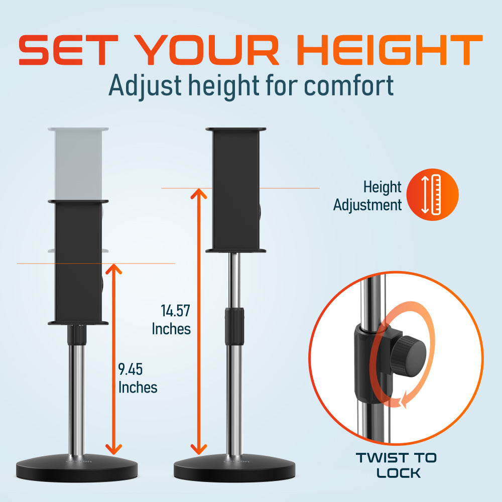 Delton T401 Adjustable 4-in-1 Stand for Tablet, Phone & Webcam, Multi-Use Desktop Holder