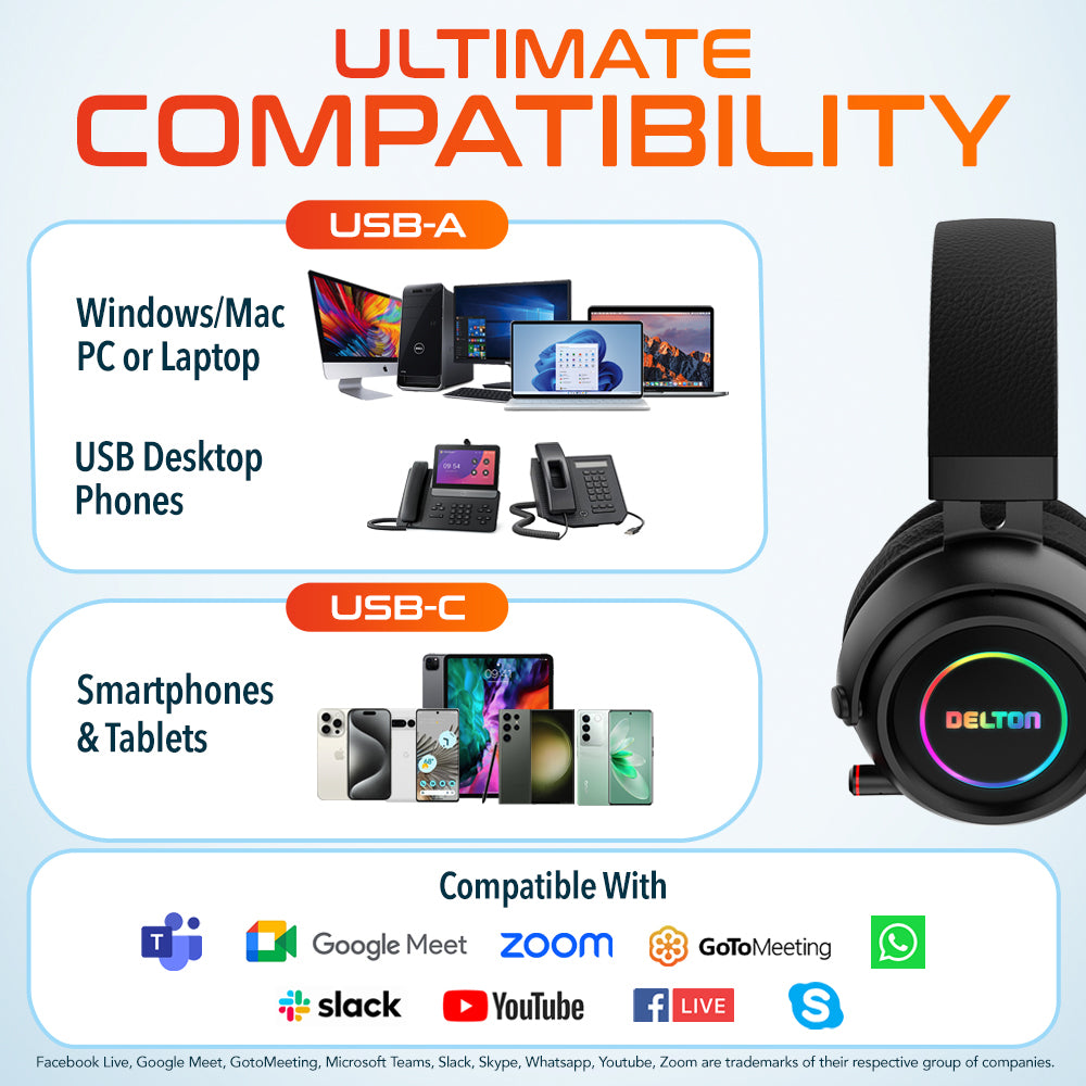 Delton G520 Wireless Bluetooth Noise Canceling Over-Ear Headphones