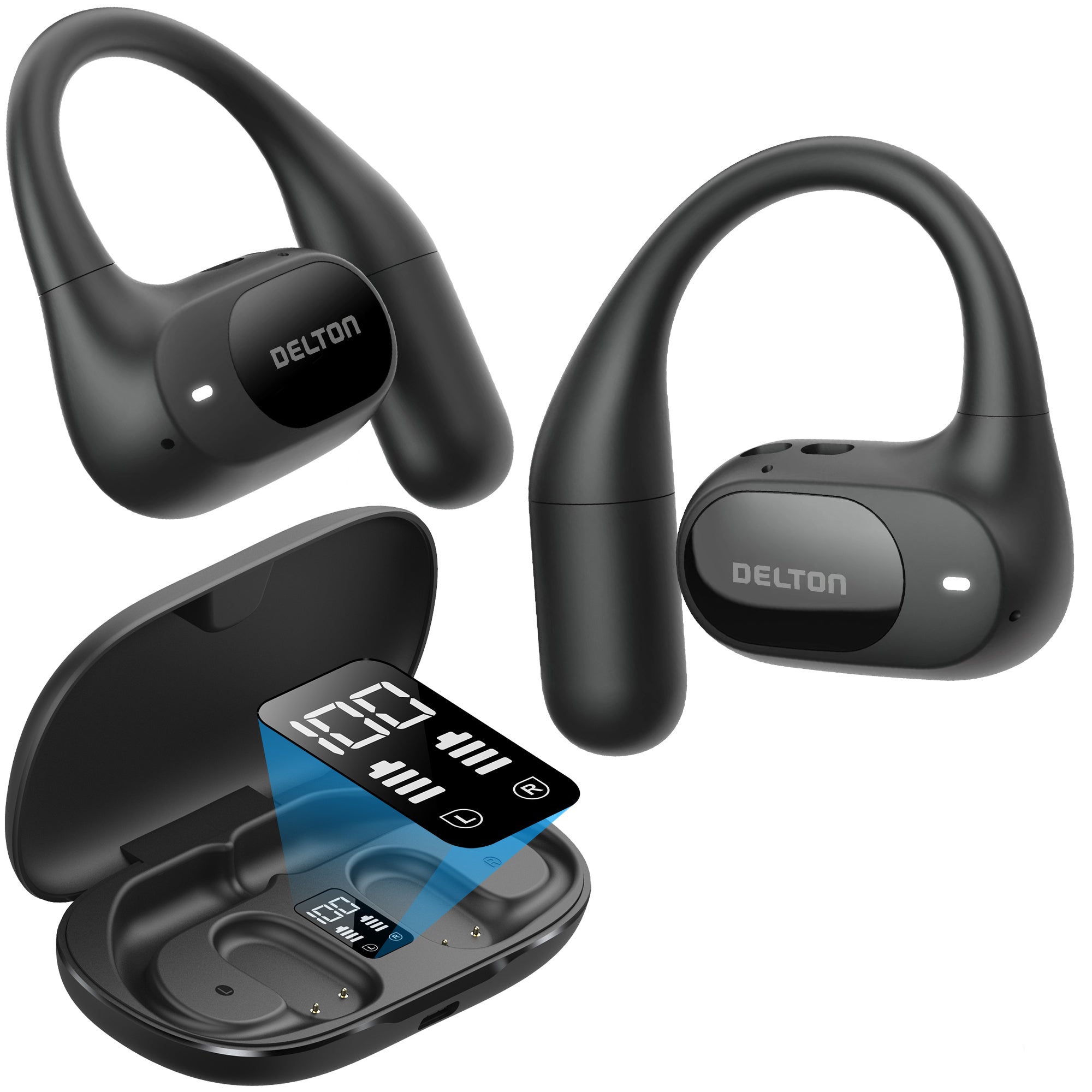 Delton O104 Open-Ear Bluetooth Earbuds/Headphone with Charging Case