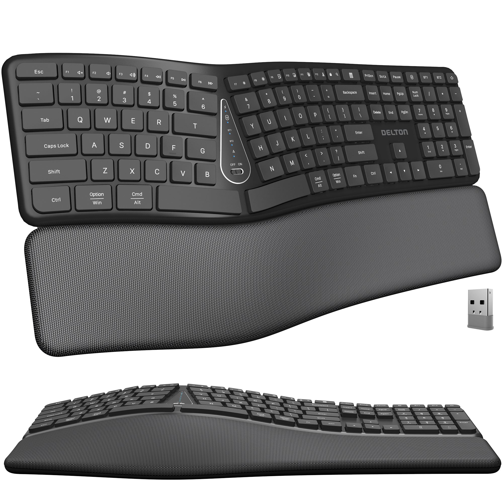 Delton KB250 Wireless Rechargeable Ergonomic Computer Keyboard
