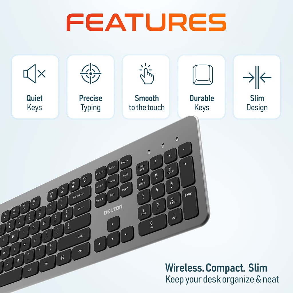 Delton KB100 Wireless Computer Keyboard and Mouse Combo