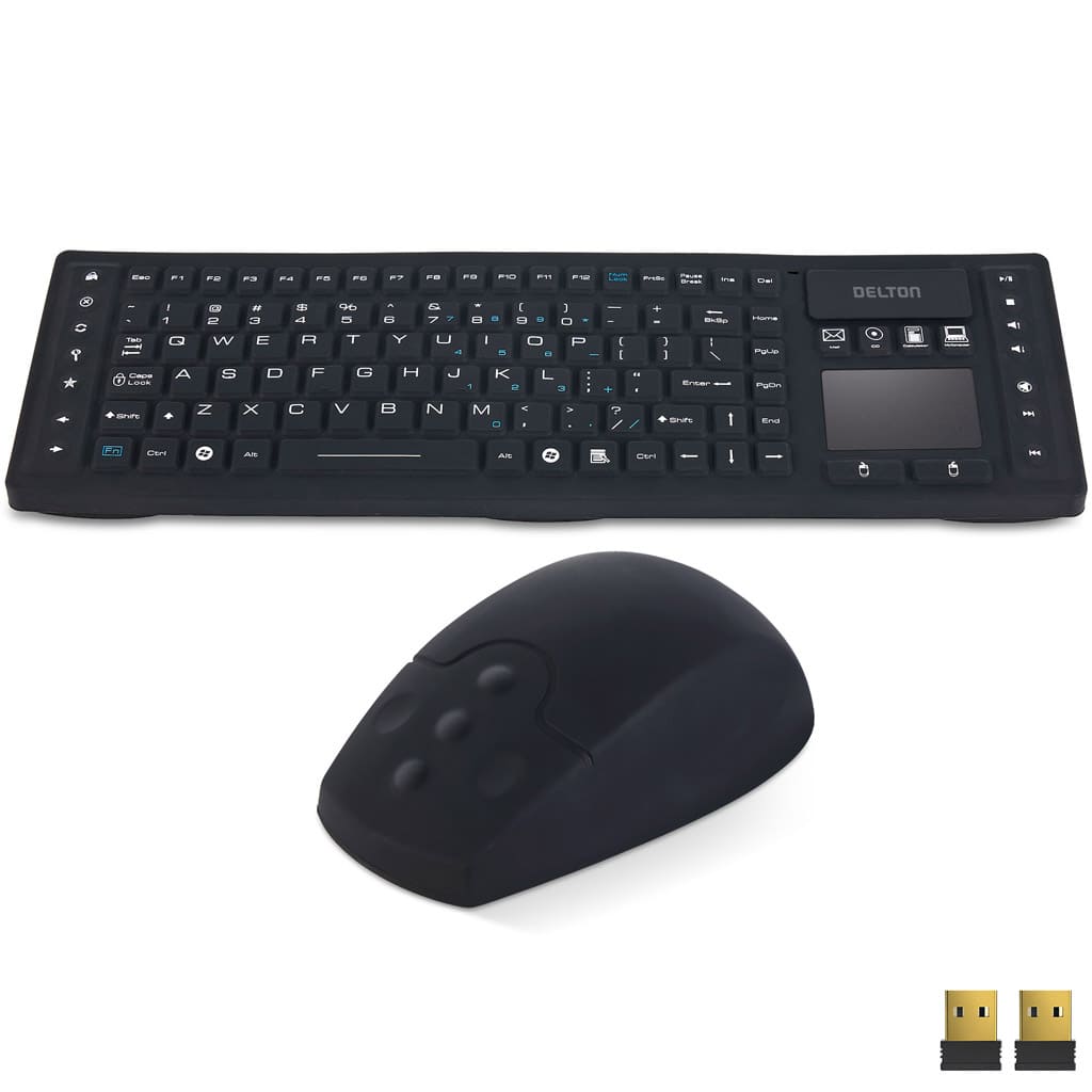 Delton M90/ M44 Medical Grade Airtight Waterproof Wireless Computer Keyboard & Mouse