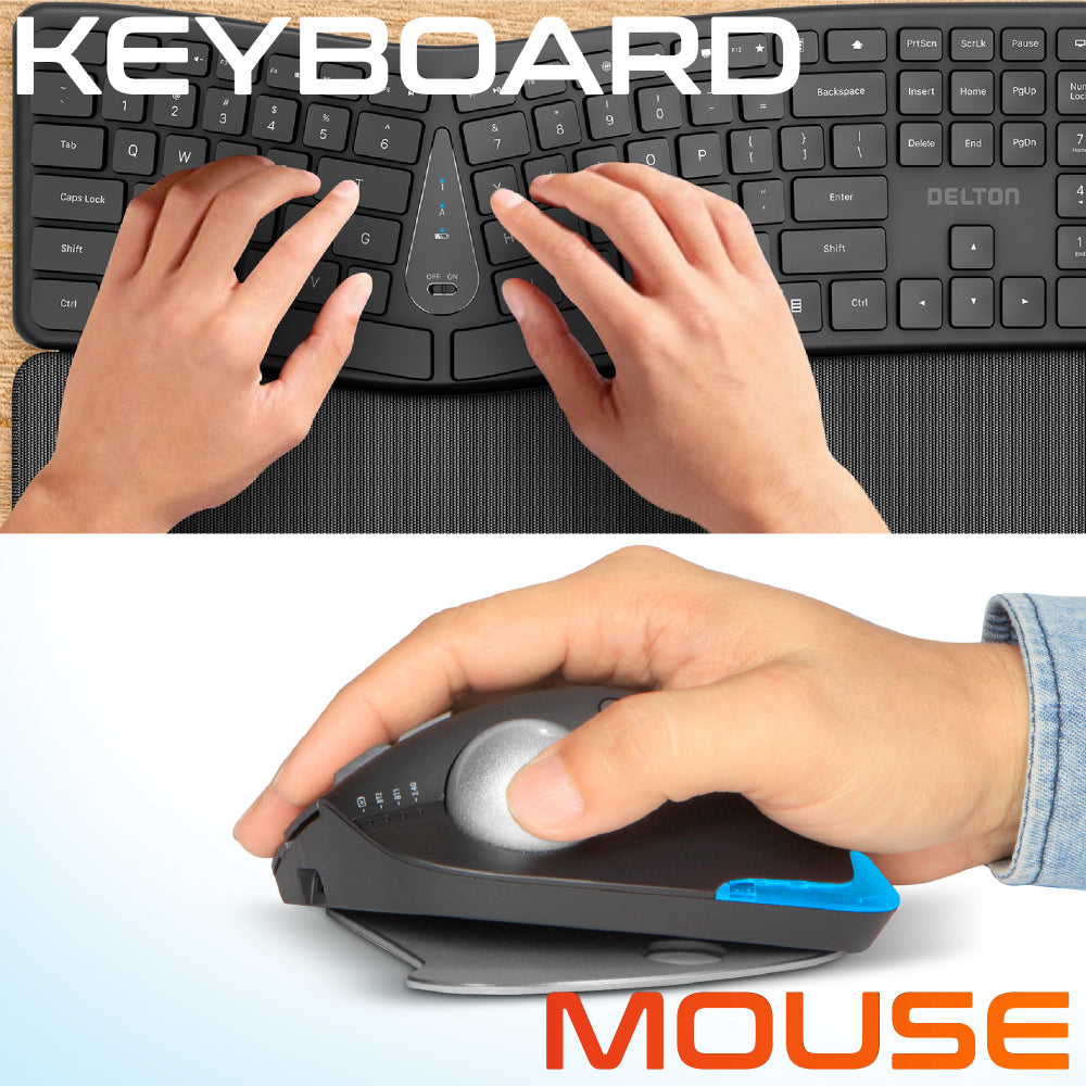Delton E250 Wireless Ergonomic Keyboard and Trackball Mouse Combo