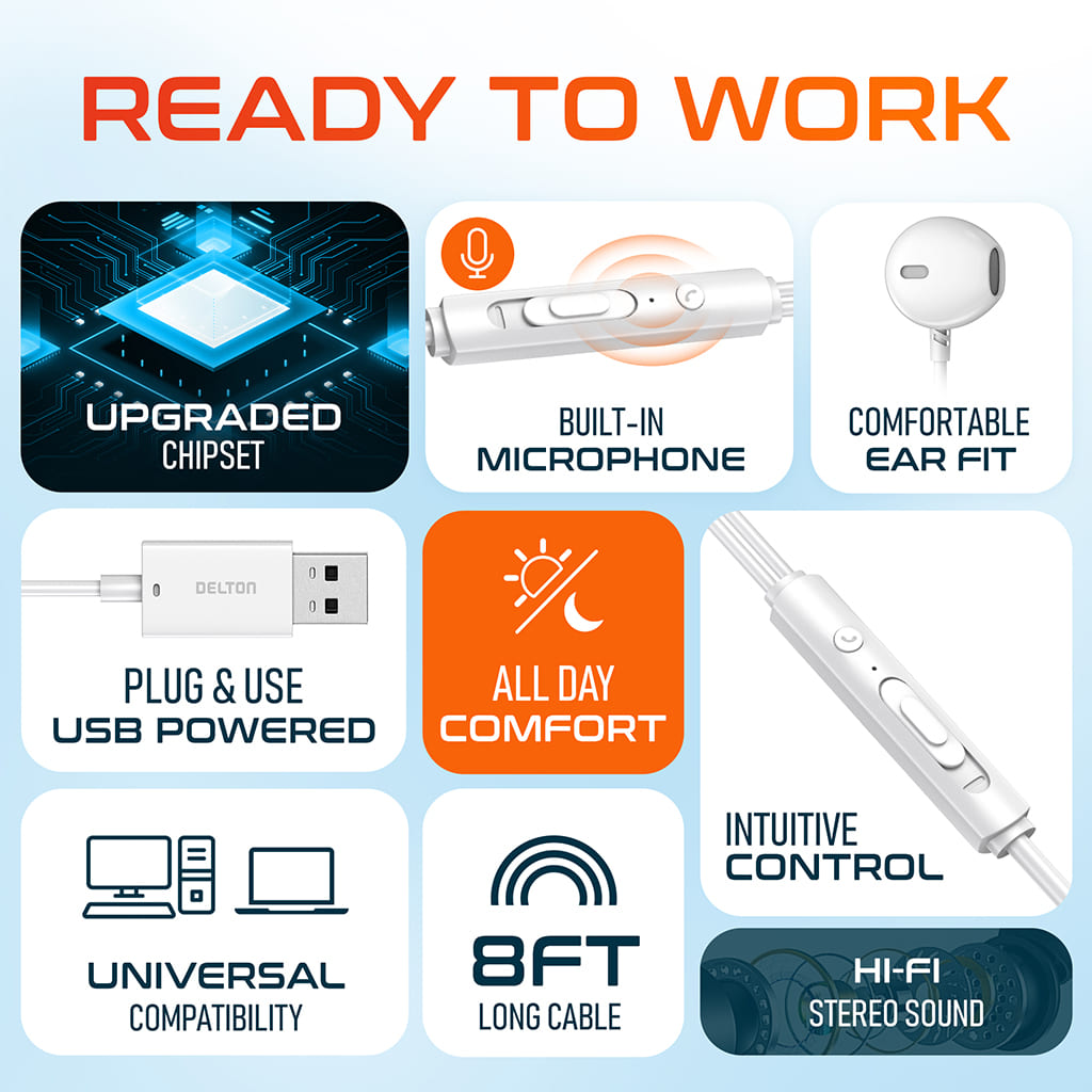 Delton 10E USB Wired Computer Headset/Headphone