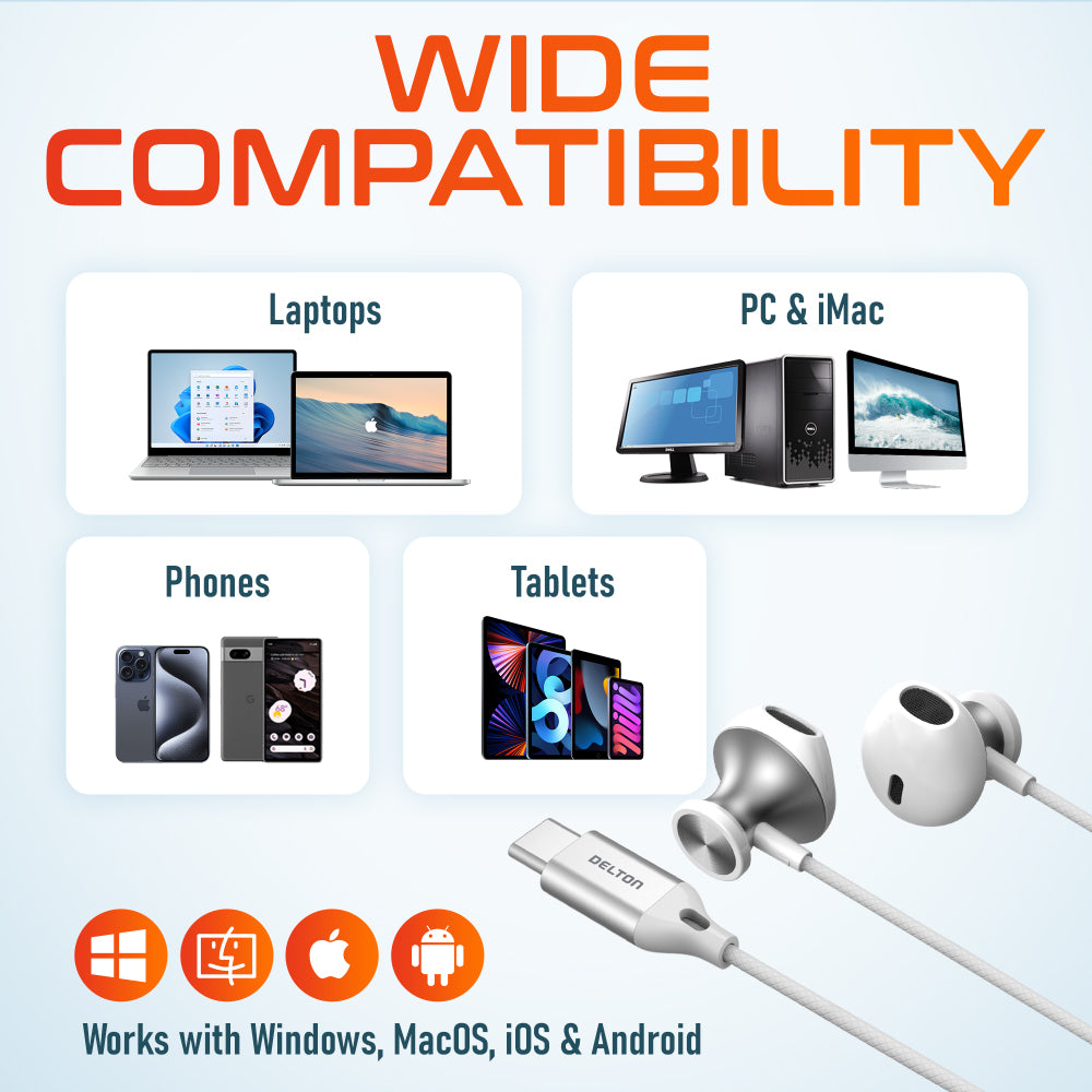 Delton 15EC USB-C Wired In-Ear Computer Headset/Headphone