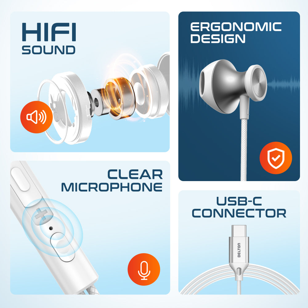Delton 15EC USB-C Wired In-Ear Computer Headset/Headphone