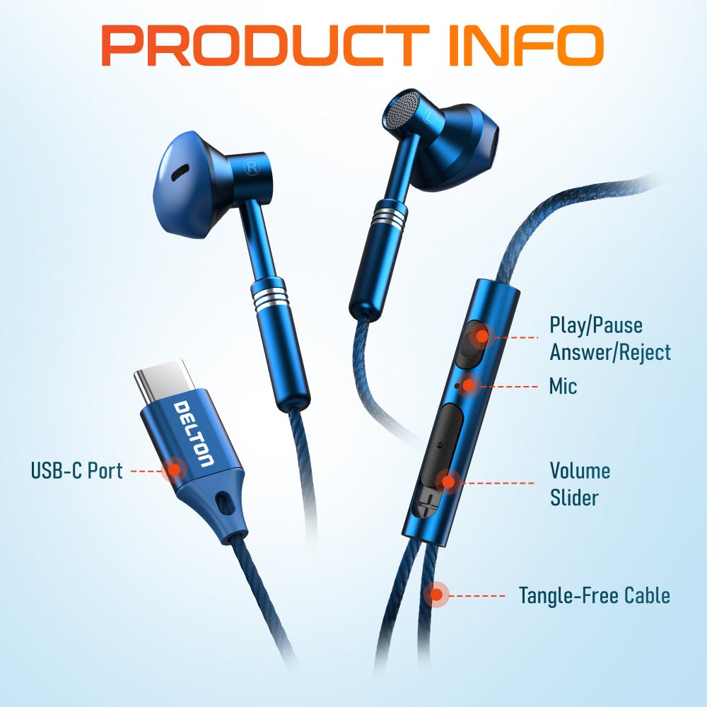 Delton 18EC USB-C Wired Computer Headset/Headphones