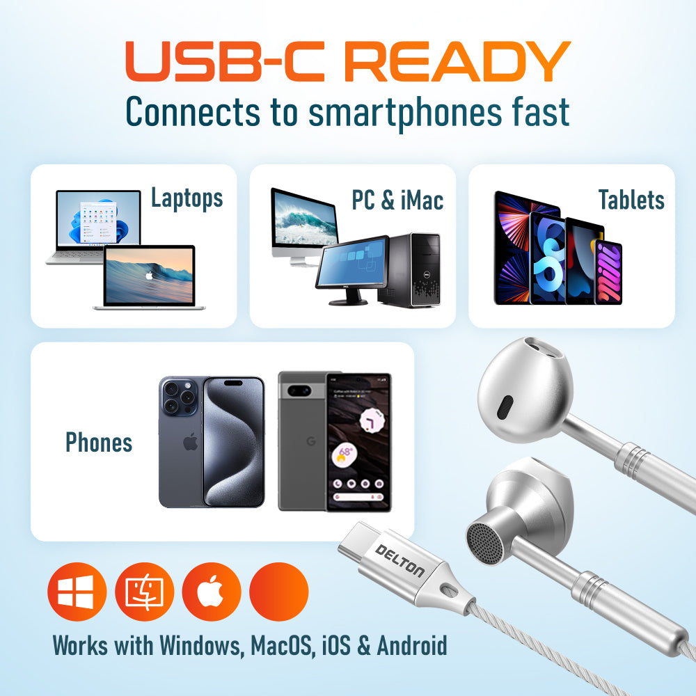 Delton 18EC USB-C Wired Computer Headset/Headphones