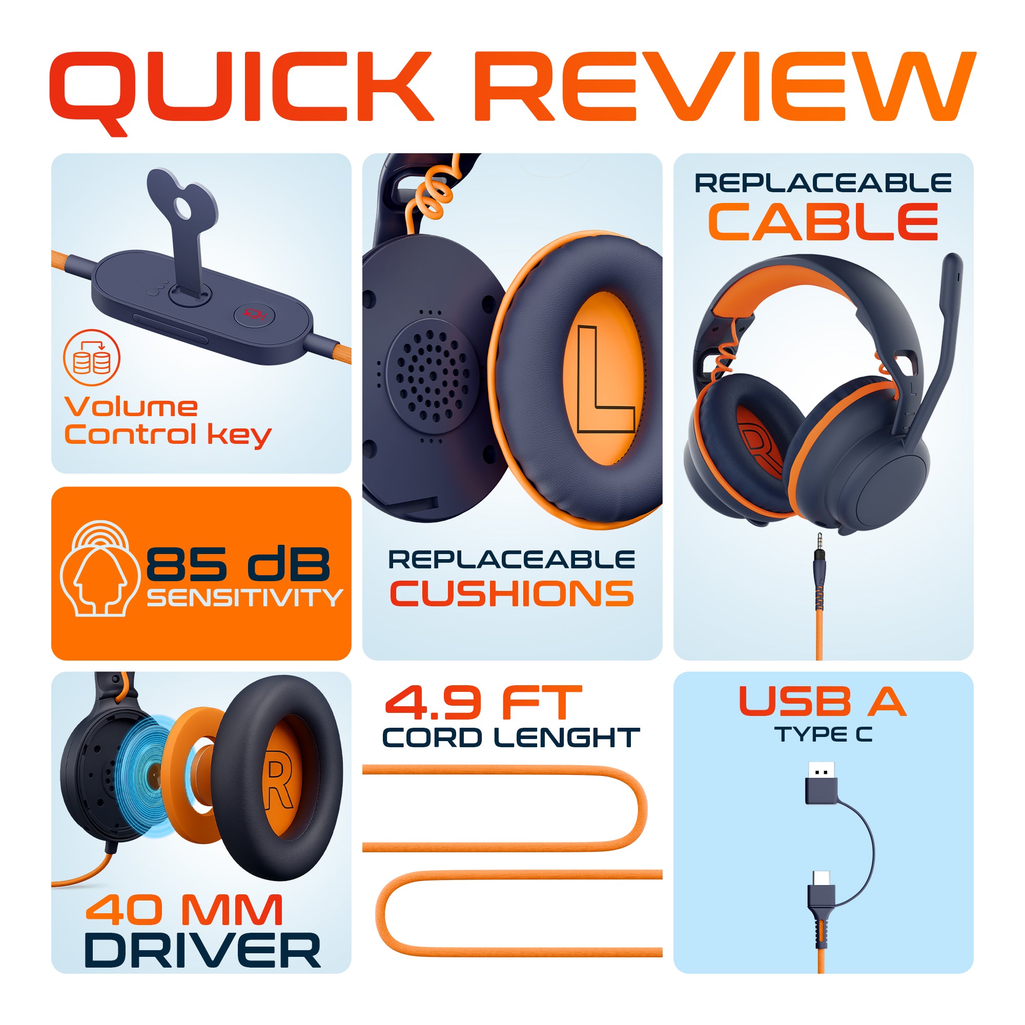 Delton Ascent Kids Learning Computer Headset USB-A/USBC Headphones