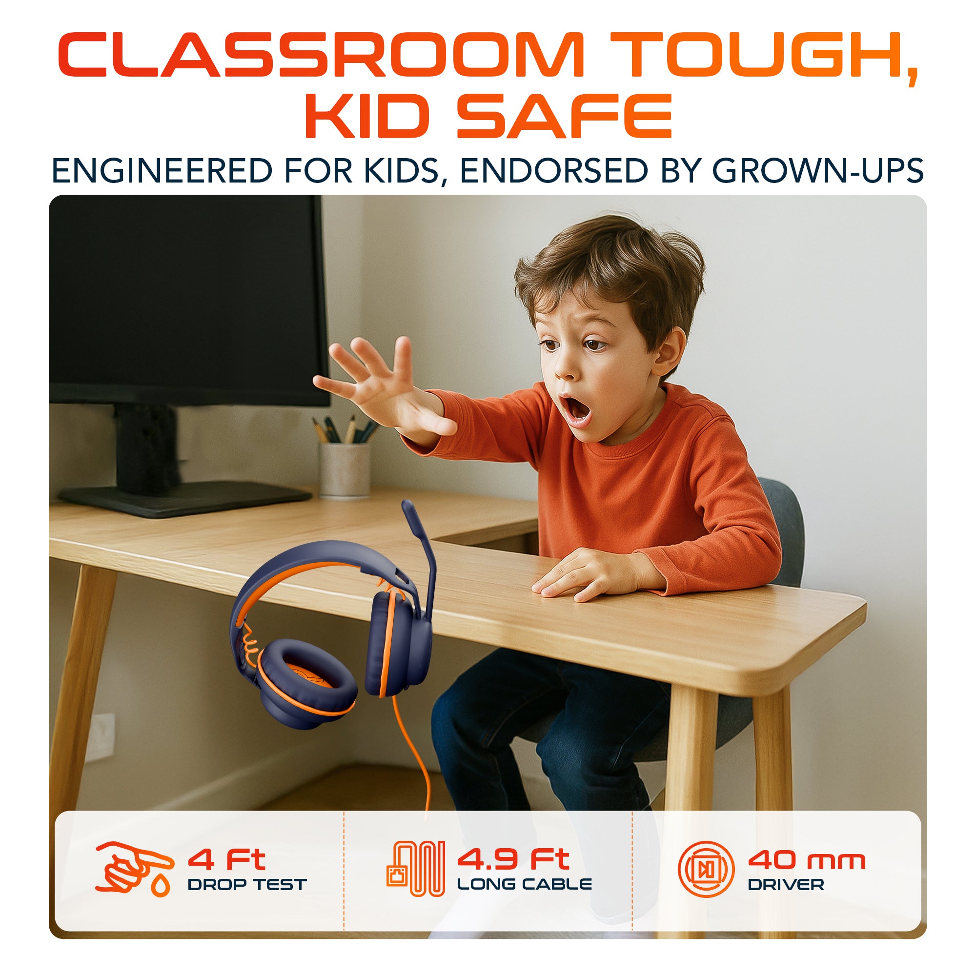 Delton Ascent Kids Learning Computer Headset USB-A/USBC Headphones