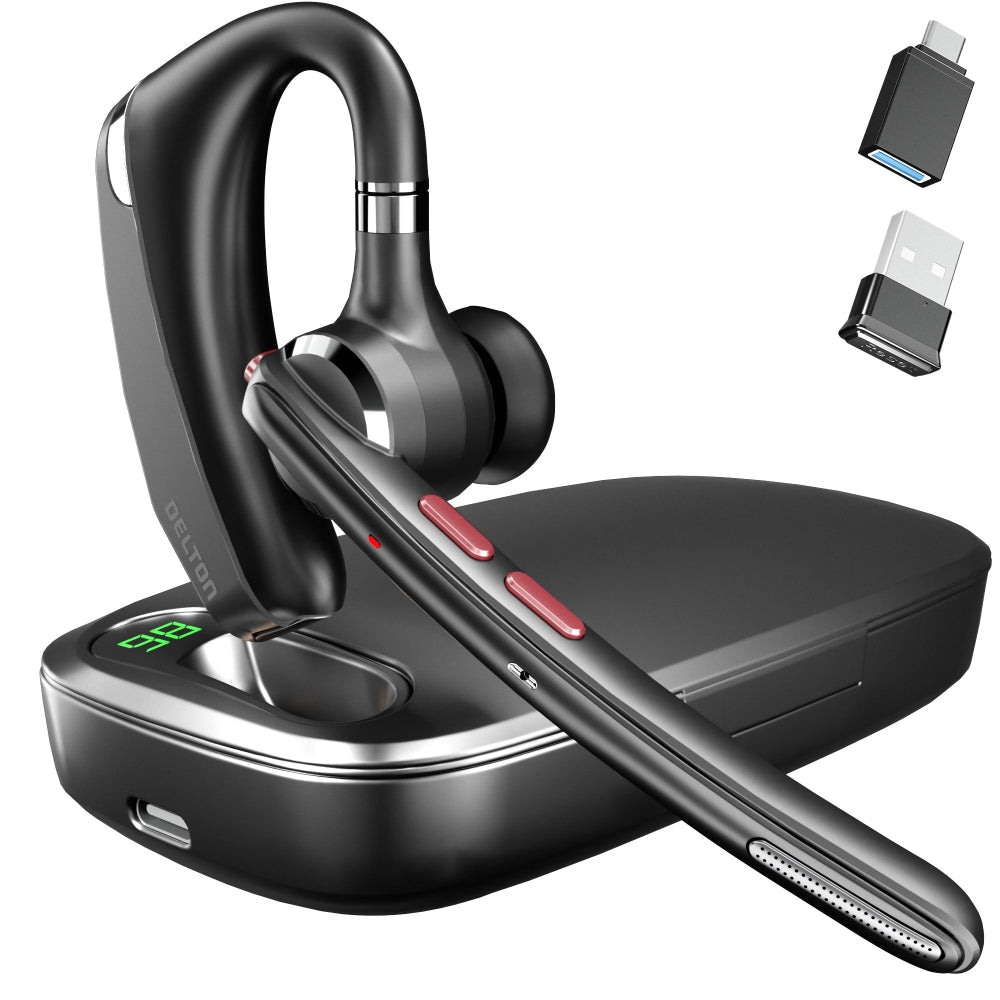 Delton 95X Wireless Noise Canceling MS Team Bluetooth Mono Headset & Charging Case, Black