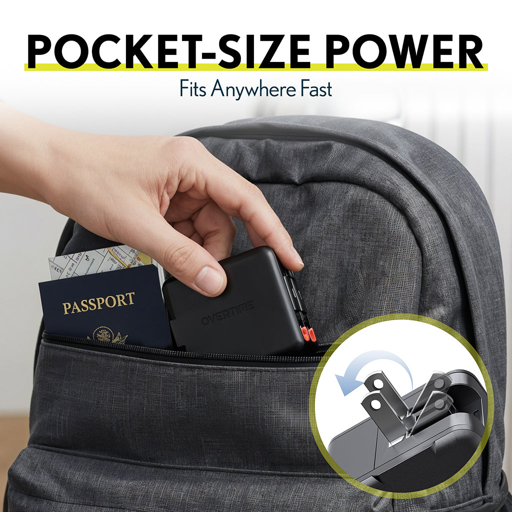 Overtime D36 4-in-1 Retractable 45W Wall Charger with USB-C and Lightning Cables