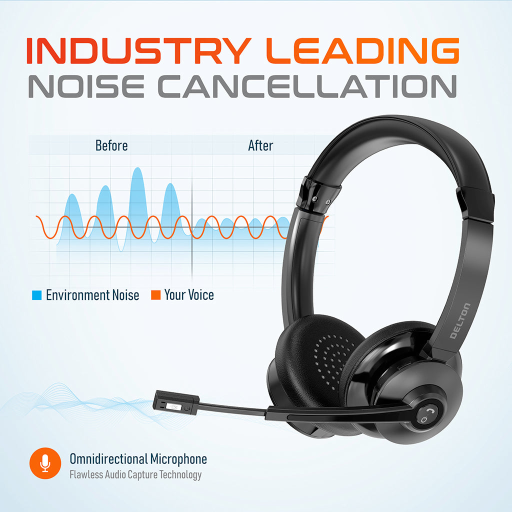 Delton 35X Wireless Noise Canceling Computer Headset with Charging Dock