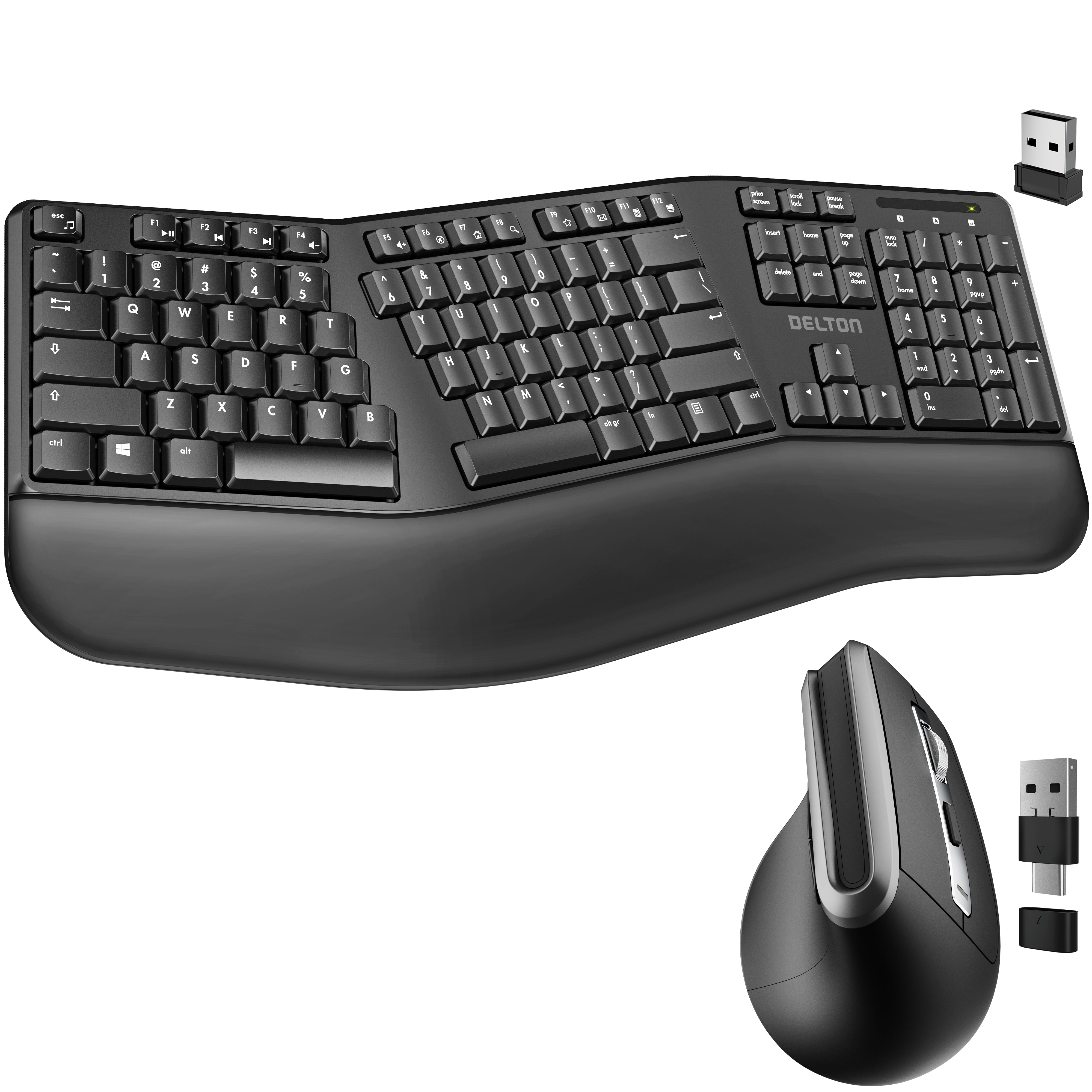 Delton KB200 & S20 Wireless Ergonomic Keyboard & Mouse Combo