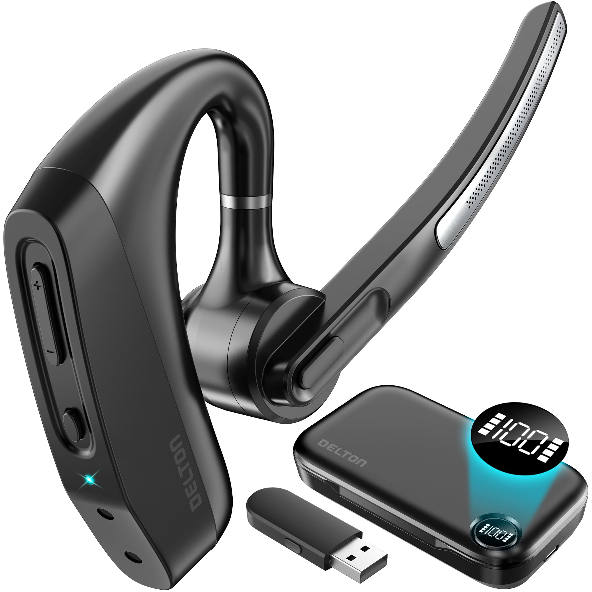 Delton K130 Wireless Headset with Dongle and Charging Case - Works with MS Teams